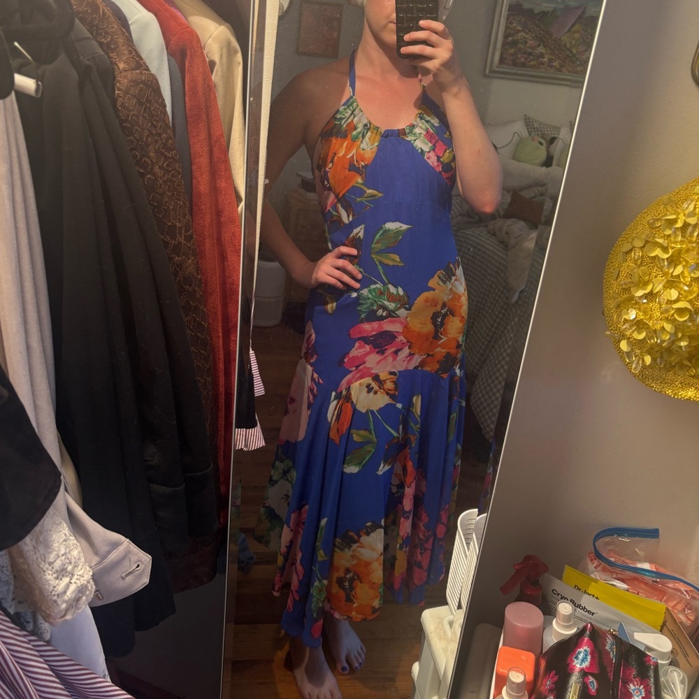 NWT Taylor Royal Blue Floral Maxi Dress - Picture 2 of 9